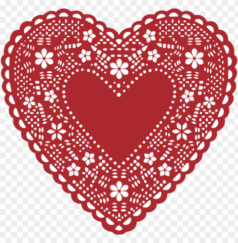 heart valentine s day lace clip art - lace doily heart PNG with no background required