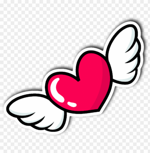 heart with wings vinyl die cut sticker - love sticker heart Isolated Character in Transparent PNG