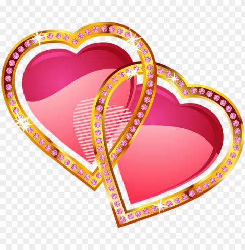 hearts with and diamonds boxes - pink and gold heart PNG Illustration Isolated on Transparent Backdrop