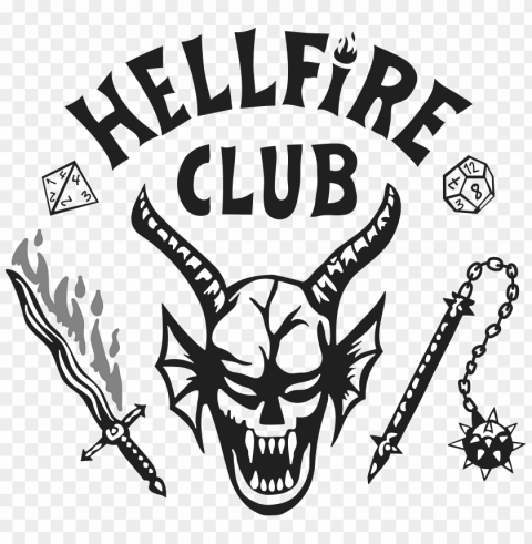 hellfire club black and white color PNG Image Isolated on Clear Backdrop