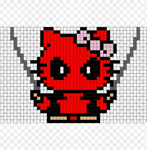 hello kitty pixels - mask deadpool pixel art PNG with alpha channel