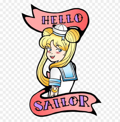 Hello Sailor Tattoo Isolated Character On Transparent Background PNG