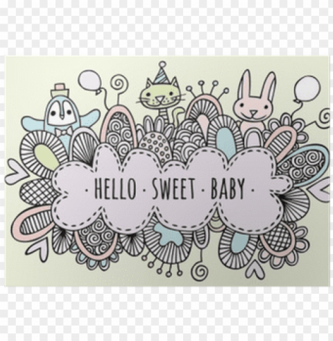 hello sweet baby hand drawn doodle vector lineart poster - vector graphics Transparent PNG Isolated Object Design