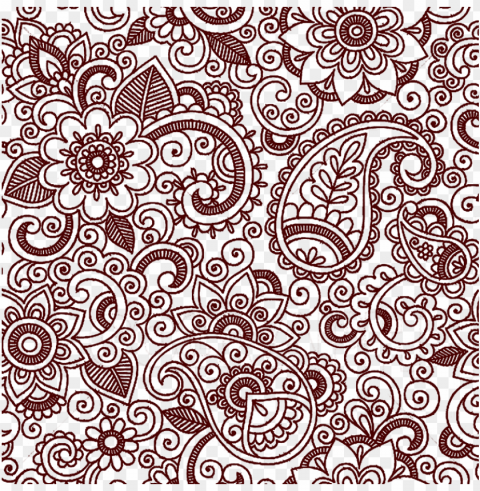 henna blessings - - black and white paisley flower patter Transparent Background PNG Isolated Icon