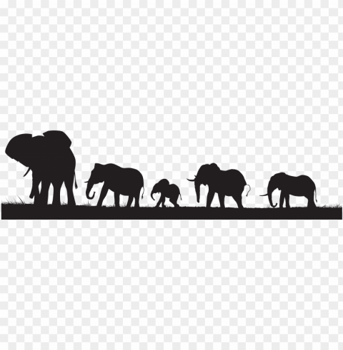 Herd Of Elephants Silhouette Transparent Graphics