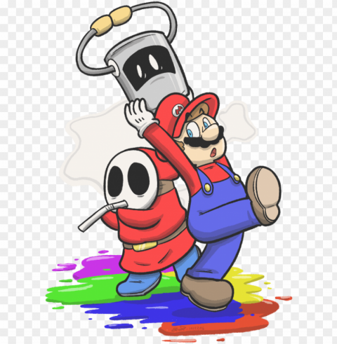 here's a better art of mario and huey and a shy guy - color splash shy guy PNG images with transparent layer