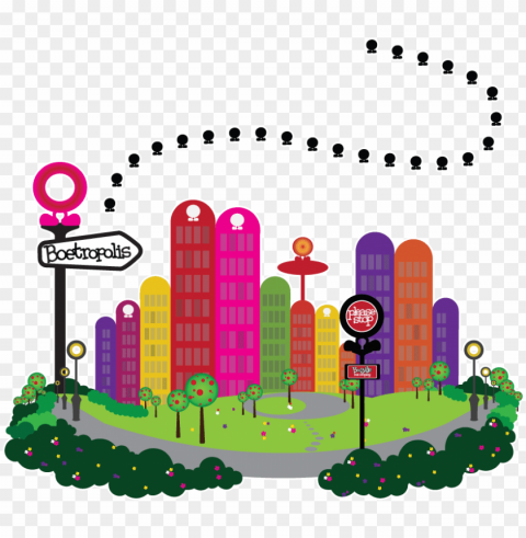 high in the sky sits the colourful pillars of boetropolis - illustratio Transparent PNG Isolated Graphic Element