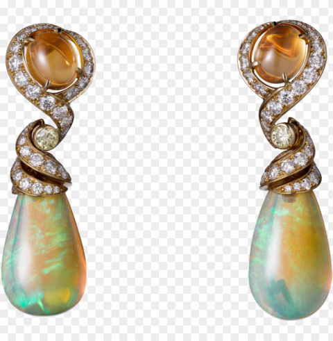 high jewelry earringsyellow gold opals fire opals - alta gioielleria oro giallo Isolated Icon on Transparent Background PNG