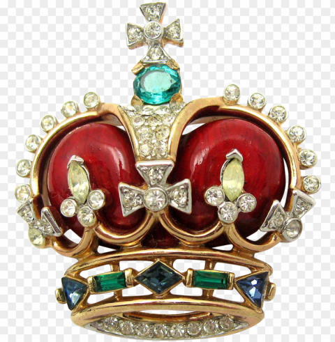 hilippe 'coronation gems' red royal crown brooch - brooch Isolated Subject with Clear PNG Background