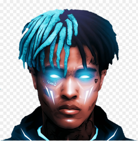 hiphop sticker by wallpapers freeuse library - xxxtentacion with blue eyes Isolated Graphic Element in Transparent PNG