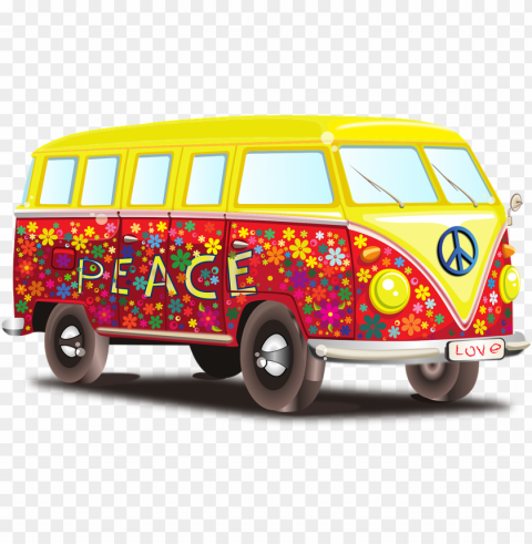 hippy vw bus clip art at clker - peace and love bus PNG icons with transparency
