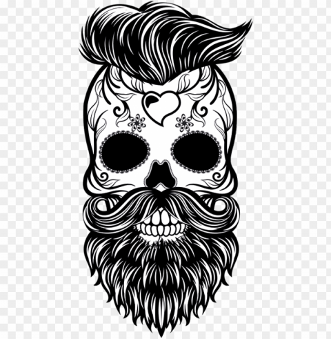 hipster skull sticker - mexican skull beard Free transparent PNG