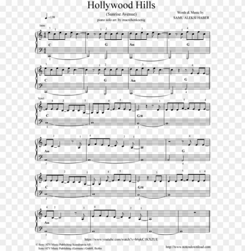 hollywood hills - hollywood hills noten gitarre PNG files with no background free