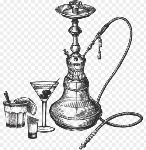 hookah & bar - hookah sketch PNG graphics with transparency PNG transparent with Clear Background ID bccabd94