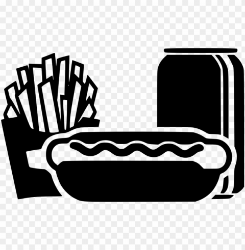 hot dog sausage soda can french fries svg icon - french fries icon PNG Graphic with Transparent Background Isolation
