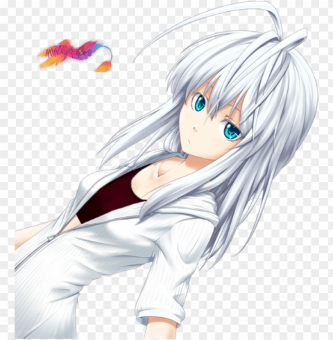 hoto - anime girl with white hair and blue eyes Transparent PNG photos for projects