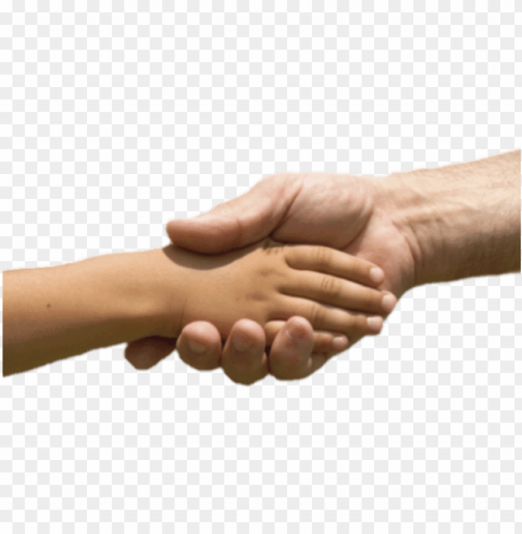 hoto of child and adult hand shaking - helping hand to childre Isolated Character in Transparent Background PNG