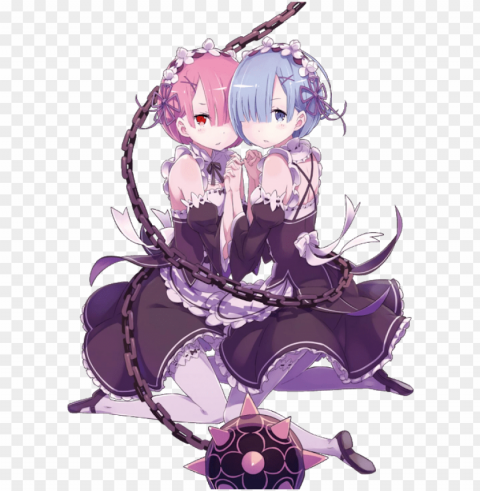 Hoto - Re Zero Ram And Rem Render PNG Free Download Transparent Background