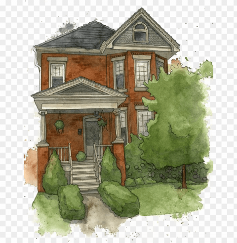 house watercolor painting gratis icon - home watercolor PNG transparent photos library