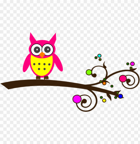 how to set use pink owl colorful branch clipart - colorful owls clip art PNG for design
