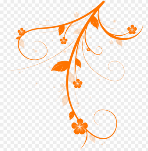Orange Floral and Leaves PNG transparent icons for web design