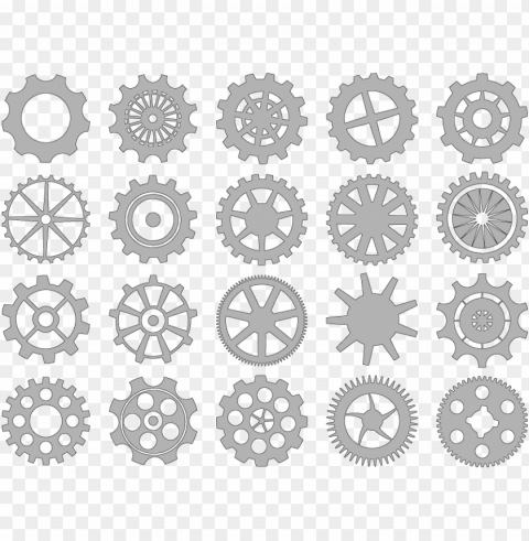 Gears and Cogwheels icons Clean Background Isolated PNG Graphic Detail