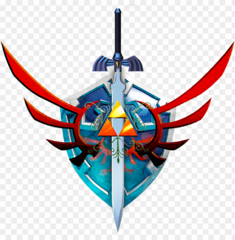 hylian shield & master sword - hylian shield and sword Isolated Element in Clear Transparent PNG