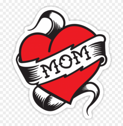 i love mom red heart tattoo stickers Transparent Background Isolated PNG Icon