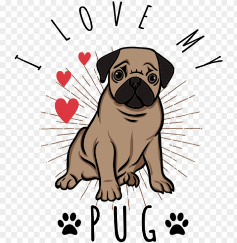 i love my pug - love my pu Isolated Character in Clear Transparent PNG