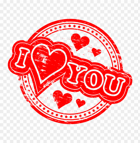 i love you red stamp valentine Transparent Background Isolated PNG Illustration
