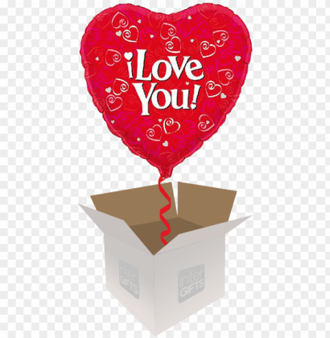 i love you with red hearts - love you 18 inch foil balloo Isolated Object in Transparent PNG Format