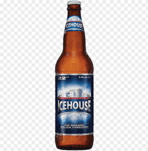 ice house - icehouse beer 22 oz glass bottle PNG Image with Isolated Graphic Element