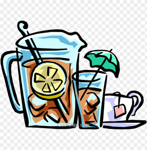ice tea with glasses royalty free vector clip art - iced tea pitcher clipart PNG Isolated Illustration with Clear Background