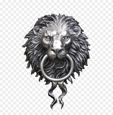 ickel plated lion head - door knocker Transparent Background Isolated PNG Figure