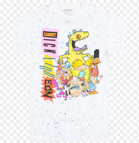 ickelodeon cartoon characters t-shirt white speckle Isolated Subject with Transparent PNG