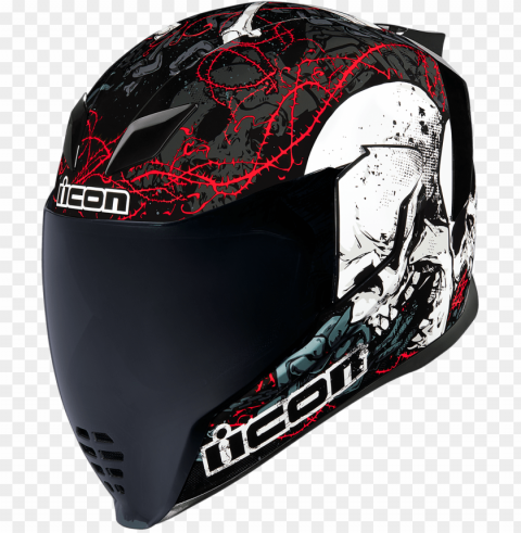 icon airflite black skull unisex fullface motorcycle - icon airflite skull helmet PNG with cutout background