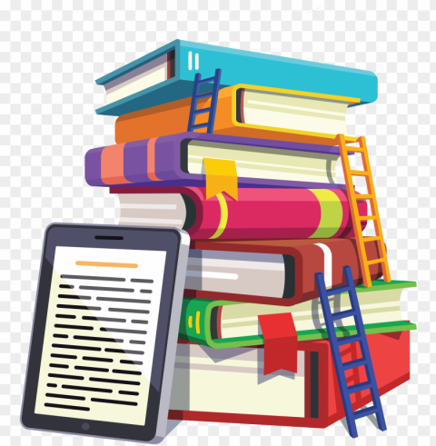 icon of a stack of colorful books with ladders leaning - school PNG transparent backgrounds