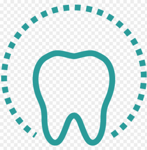 icon of a tooth inside a dashed circle - icono estado argentino Transparent Background PNG Isolated Graphic