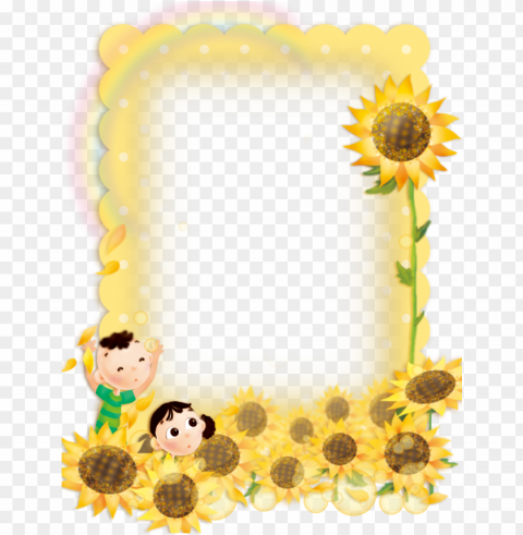 icture cute child border - sunflower border clipart PNG with clear overlay
