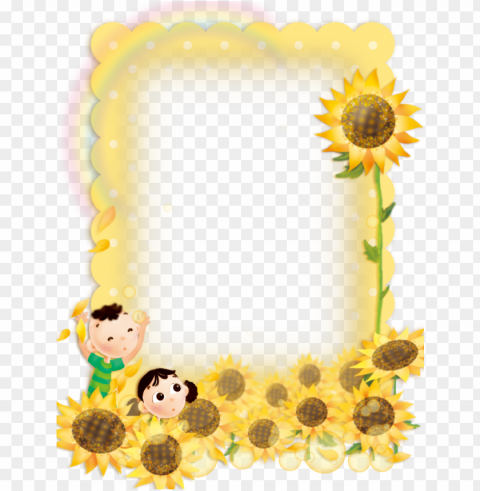 Icture Cute Child Border - Sunflower Border Clipart PNG With Clear Overlay