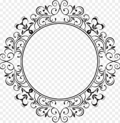 icture frames decorative borders line art decorative - round design frame Isolated Artwork with Clear Background in PNG