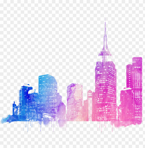 icture library library cities skylines colorful transprent - city skyline drawi High Resolution PNG Isolated Illustration