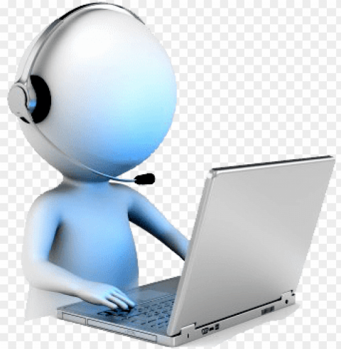 icture of man at computer - 3d man computer PNG for use