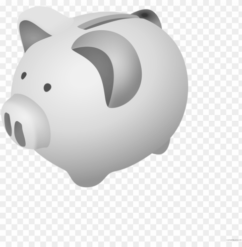 iggy bank clipart - grey piggy bank Transparent Background Isolated PNG Art