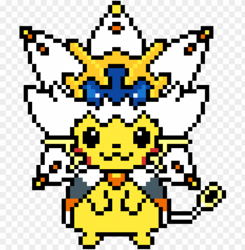 ikachu in solgaleo costume - pixel art pikachu solgaleo Transparent Background Isolated PNG Design