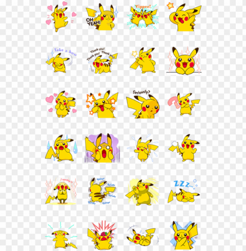 ikachu's lively voiced stickers - pikachu emoji PNG graphics with clear alpha channel
