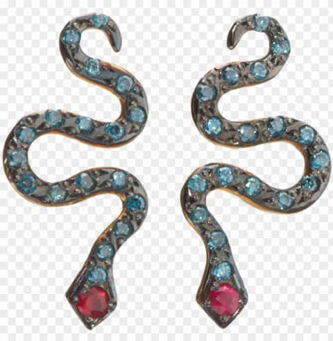 ileana makri blue diamond & ruby little snake earrings - earri High-resolution PNG images with transparency wide set