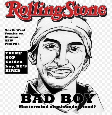 illustration by adam valenzuela of abdelhamid abaaoud - rolling stone magazine Clean Background Isolated PNG Character