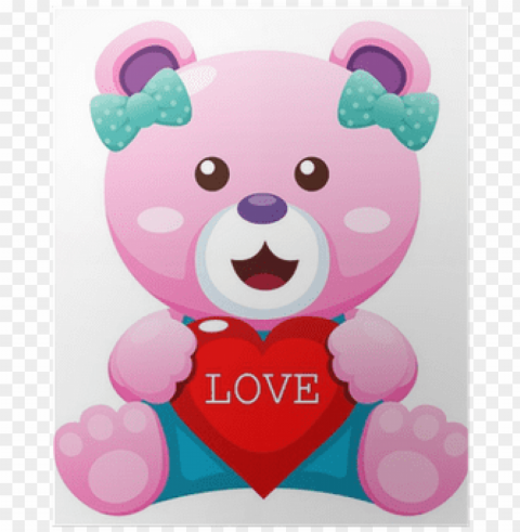 illustration of teddy bear with heart vector poster - teddy bear PNG Image Isolated with Clear Background