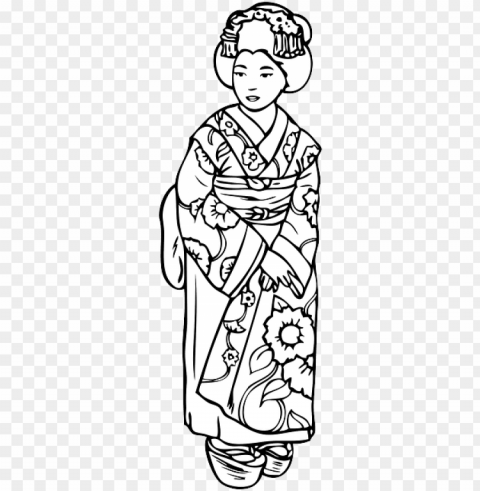 image black and white asian drawing geisha - madama butterfly english and italian edition PNG images alpha transparency